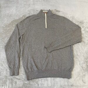 Collars & Co Cashmere 1/4 Zip Sweater Mens Large Gray Pullover Stretch New NWOT